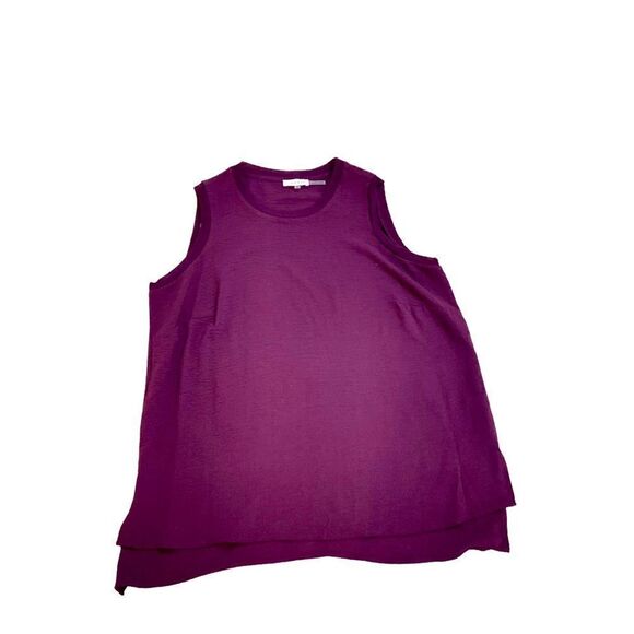 Calvin Klein sleeveless textured tank top in deep purple ribbed neckline size ox - Picture 4 of 12